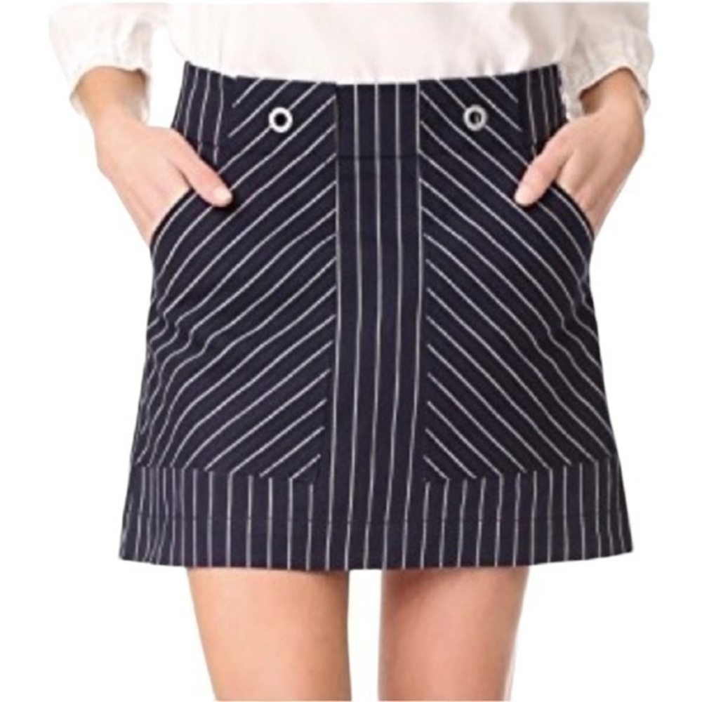 Rag & Bone Wade - Women Skirt | Sz. 12 | Blue White Stripes